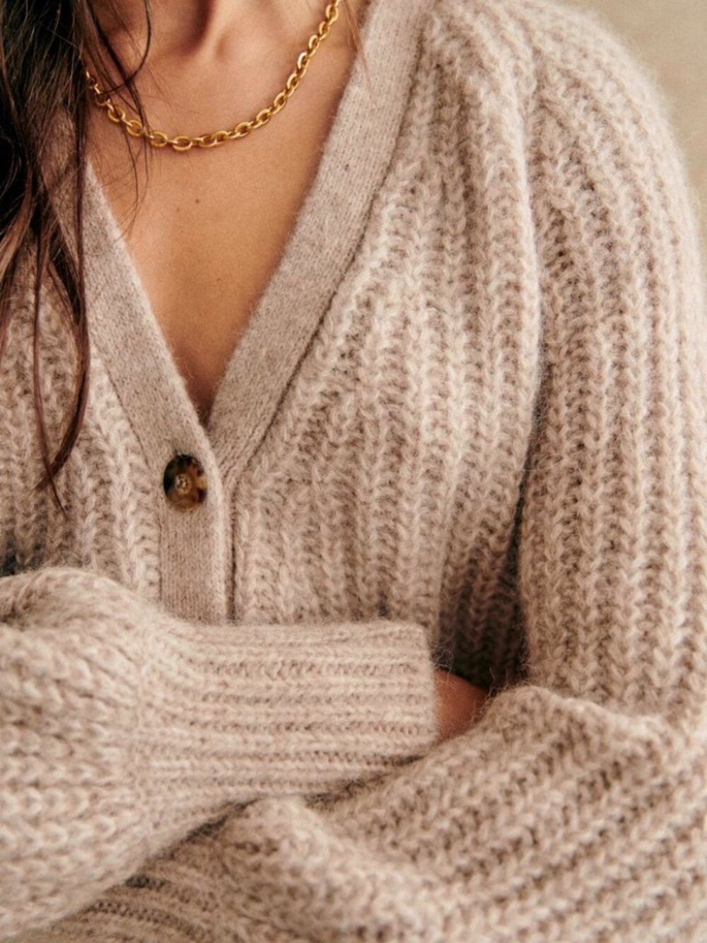 Sezane Basile Cardigan Leight Beige XXS